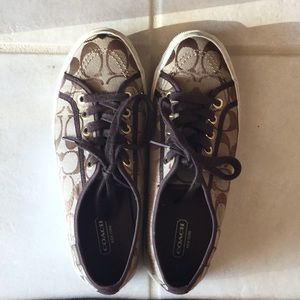 Coach brown tennis shoes